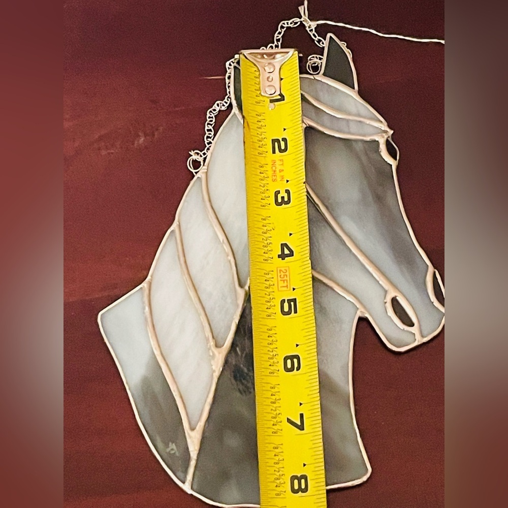 BNWOT Beautiful Custom Handmade Gray Stained Glass Horse Head - Picture 13 of 15